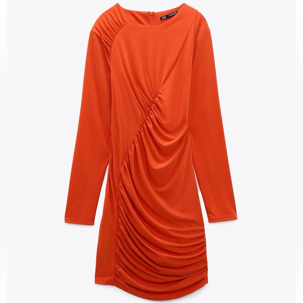 Zara Red Ruched Dress